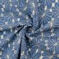 Preview: Double Gauze in Jeansblau mit großer Blumenstickerei